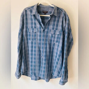 Johnston & Murphy Button Down Shirt - Blue & White Plaid - Size XL